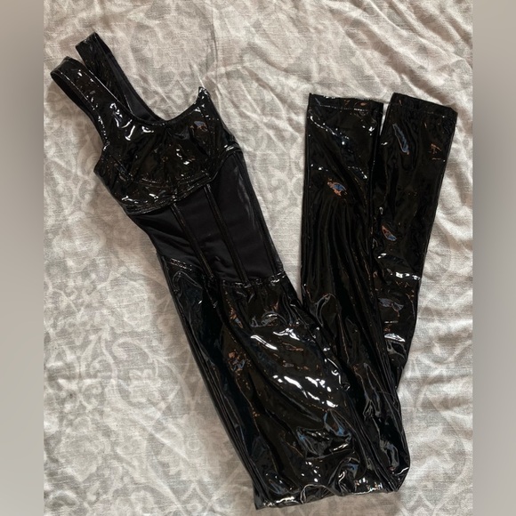 Fashion Nova Black Lory Latex Jumpsuit - Picture 5 of 8
